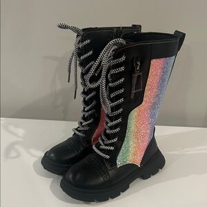 Rainbow Glitter Combat Boots